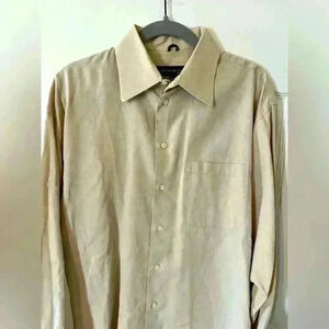 Kenneth Cole SZ 16 1/2 Button Down Dress Shirt Beige